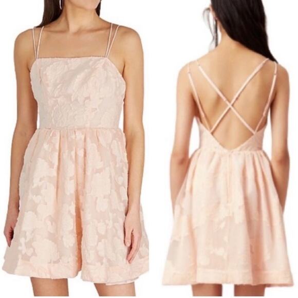 KEEPSAKE THE LABEL Offset Fit & Flare Dress Embroidered Ruffle Pink SZ 8 NWT - Picture 4 of 16